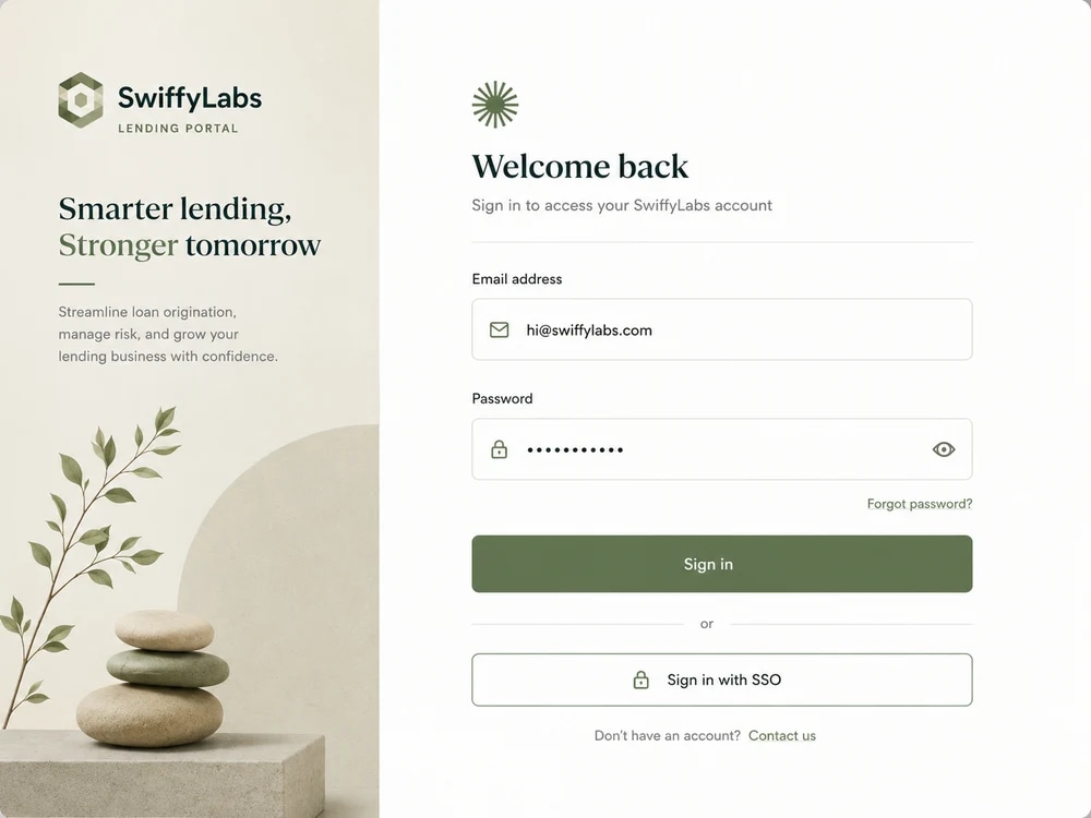 SwiffyLabs lending product suite interface
