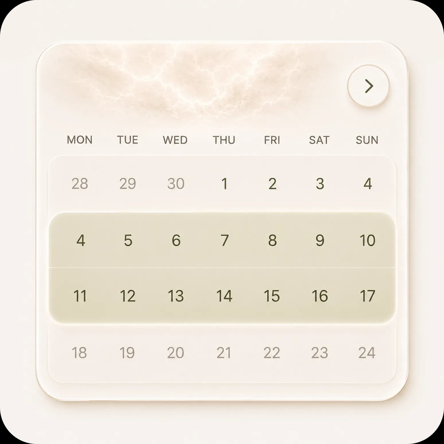 Calendar scheduling UI with lightning effect