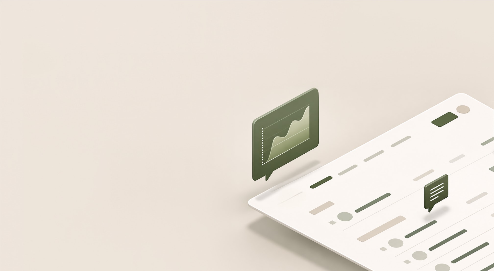 Three-dimensional reporting dashboard with analytics chart